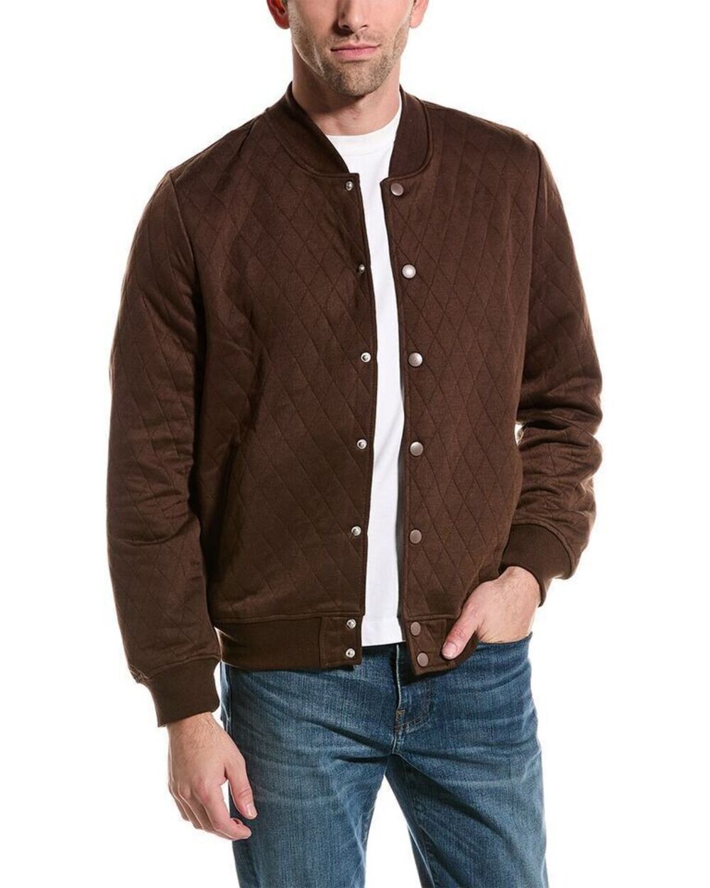 Sovereign Code Brown Diamond Quilted Yale Cardigan/16772